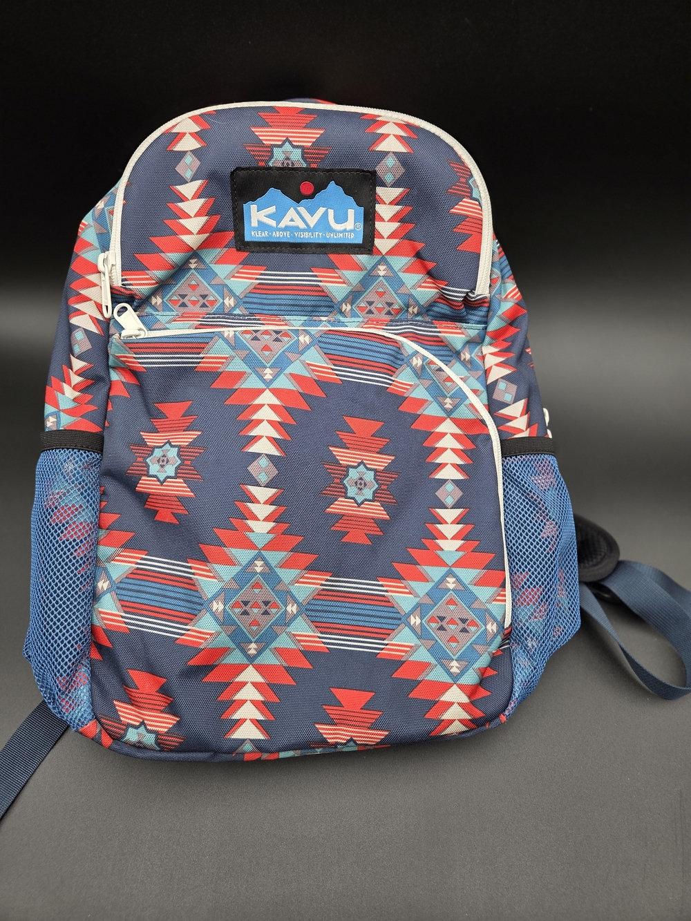 Kavu Aztec Print Backpack in Navy, Red & Teal